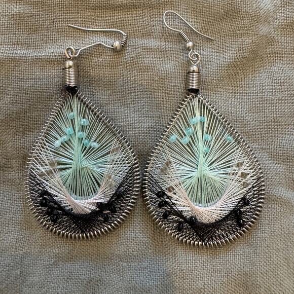 Jewelry - Teardrop Woven Earrings - Never Worn